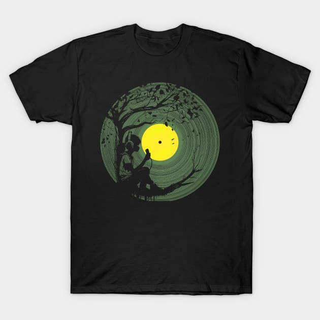 Music Girl and Forest Silence Vinyl T-Shirt by Bongonation